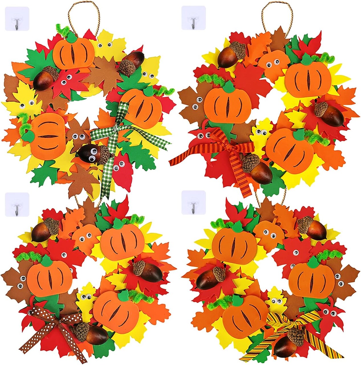 12 Kits 3D Pumpkin Fall Leaf Wreath Craft Kit DIY Thanksgiving